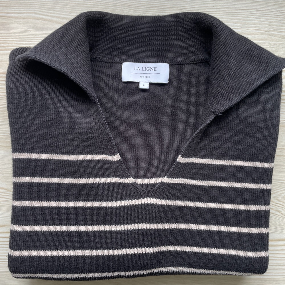La Ligne Polo Collar Pullover Sweater, L